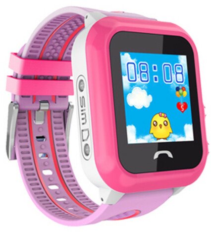 Ceas GPS Copii, iUni Kid27, Touchscreen 1.22 inch, BT, Telefon incorporat, Buton SOS, Roz